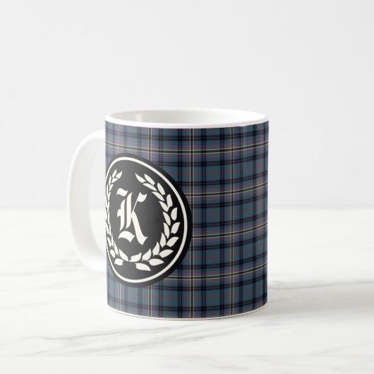 Clan Kennedy Ancient Tartan Monogram Kaffeetasse (Vorderseite Links)