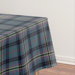 Clan-Kennedy-aquamariner grüner und schwarzer Tischdecke
