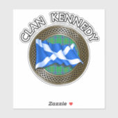 Clan Kennedy Tartan Knot & Flag Aufkleber (Blatt)
