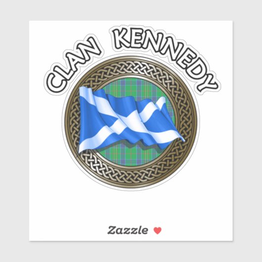 Clan Kennedy Tartan Knot & Flag Aufkleber (Blatt)