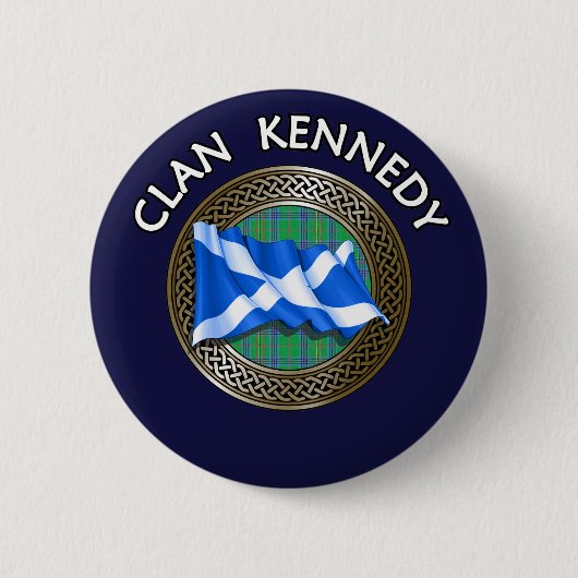 Clan Kennedy Tartan Knot & Flag Button (Vorderseite)