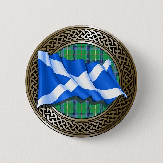 Clan Kennedy Tartan Knot & Flag Button (Vorderseite)