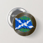 Clan Kennedy Tartan Knot & Flag Button (Vorne & Hinten)