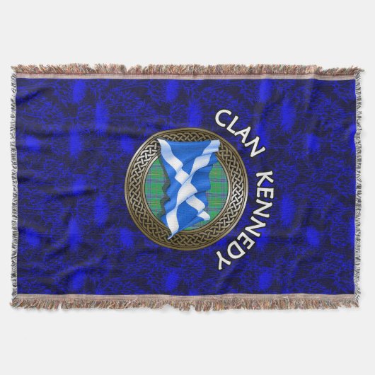 Clan Kennedy Tartan Knot & Flag Decke (Vorderseite)