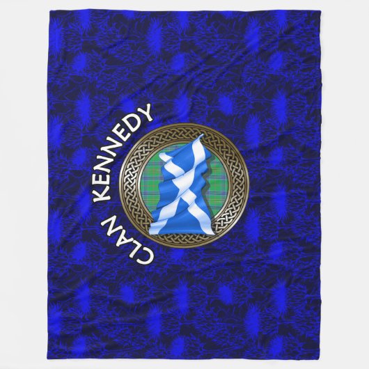 Clan Kennedy Tartan Knot & Flag Fleecedecke (Vorderseite)