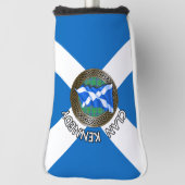 Clan Kennedy Tartan Knot & Flag Golf Headcover (Rotieren 90)