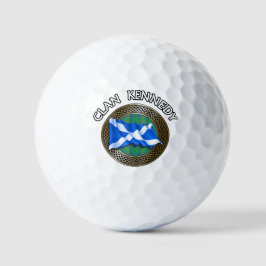 Clan Kennedy Tartan Knot & Flag Golfball