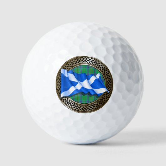 Clan Kennedy Tartan Knot & Flag Golfball (Vorderseite)