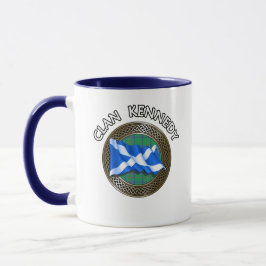 Clan Kennedy Tartan Knot & Flag Tasse
