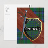 Clan Kennedy Tartan Sword & Shield Postkarte (Vorne/Hinten)