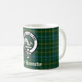 Clan Kennedy Wappen Abzeichen & Tartan Kaffeetasse (VorderseiteRechts)