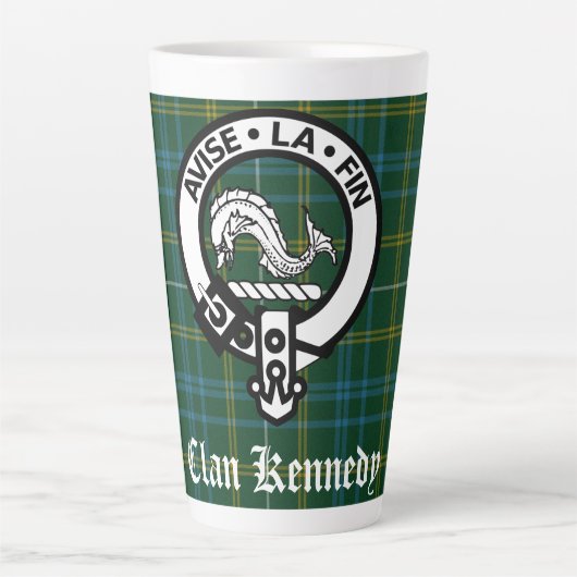 Clan Kennedy Wappen Abzeichen & Tartan Milchtasse (Vorderseite)