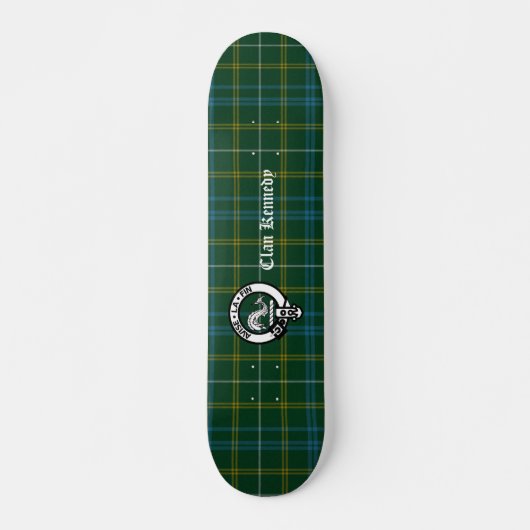 Clan Kennedy Wappen Abzeichen & Tartan Skateboard (Vorne)