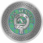 Clan Kennedy Wappen & Tartan Knot Aufkleber (Vorderseite)