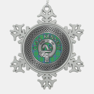 Clan Kennedy Wappen & Tartan Knot Schneeflocken Zinn-Ornament