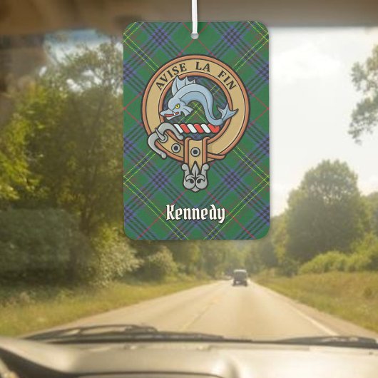 Clan Kennedy Wappen über Tartan Autolufterfrischer