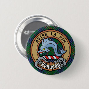Clan Kennedy Wappen über Tartan Button