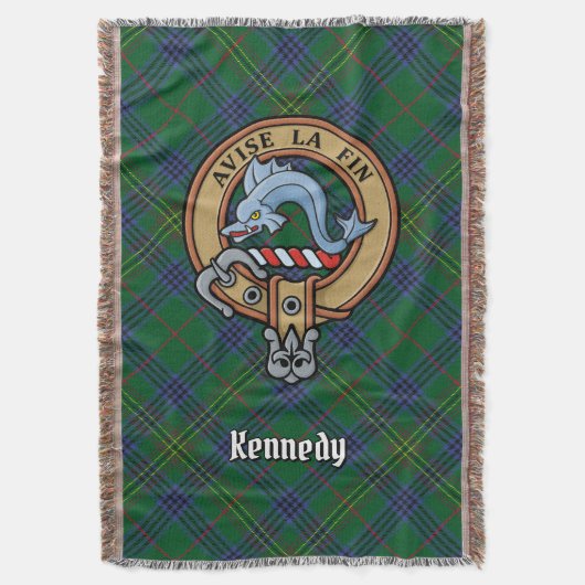Clan Kennedy-Wappen über Tartan Decke (Vorderseite Vertikal)