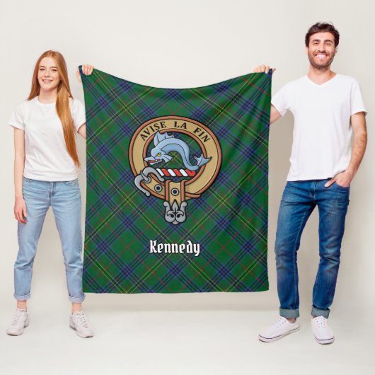 Clan Kennedy Wappen über Tartan Fleecedecke (Beispiel)
