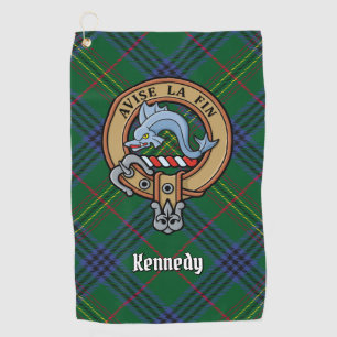 Clan Kennedy Wappen über Tartan Golfhandtuch