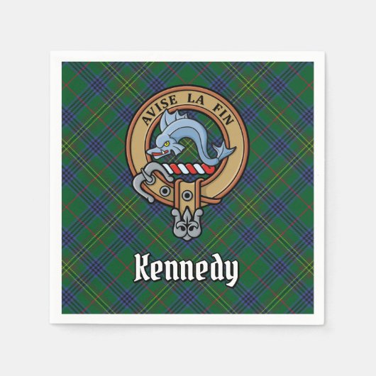 Clan Kennedy Wappen über Tartan Serviette (Vorderseite)