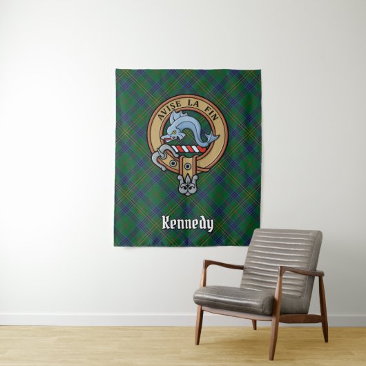 Clan Kennedy Wappen über Tartan Wandteppich (Beispiel)