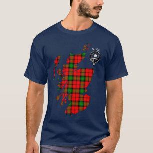 Clan Kerr Tartan Map & Wappen T - Shirt