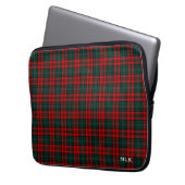 Clan Kerr Tartan Red and Green Kariert Mit Monogra Laptopschutzhülle (Vorderseite Links)