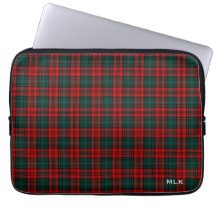 Clan Kerr Tartan Red and Green Kariert Mit Monogra
