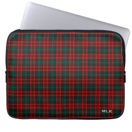 Clan Kerr Tartan Red and Green Kariert Mit Monogra Laptopschutzhülle