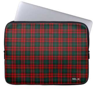 Clan Kerr Tartan Red and Green Kariert Mit Monogra Laptopschutzhülle