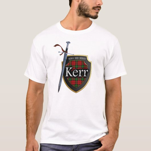 Clan Kerr Tartan-schottisches Schild u. Klinge T-Shirt (Vorderseite)