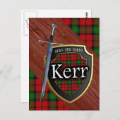 Clan Kerr Tartan Sword & Shield Postkarte (Vorne/Hinten)