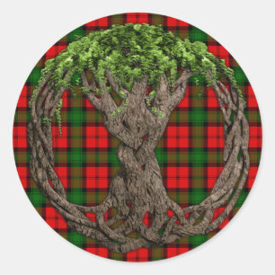 Clan Kerr Tartan und keltischer Lebensbaum Runder Aufkleber