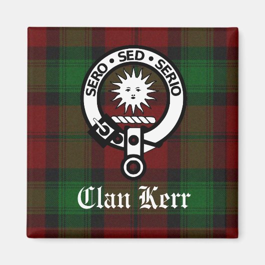 Clan Kerr Tartan und Wappen Abzeichen Magnet (Vorne)