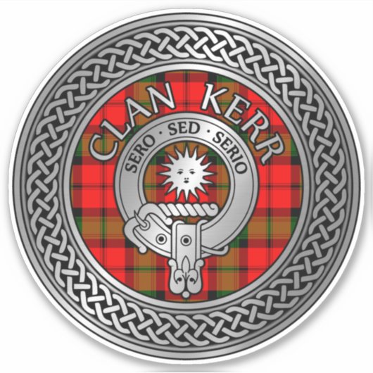 Clan Kerr Wappen & Tartan Knot Aufkleber (Vorderseite)