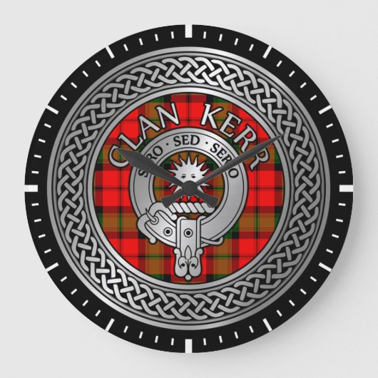 Clan Kerr Wappen & Tartan Knot Große Wanduhr (Vorderseite)