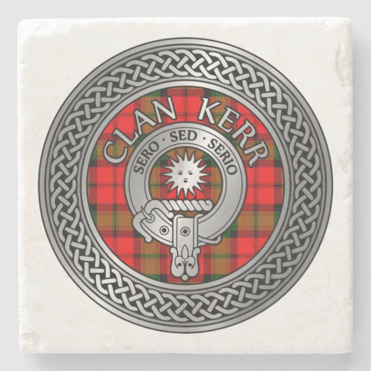 Clan Kerr Wappen & Tartan Knot Steinuntersetzer (Vorderseite)