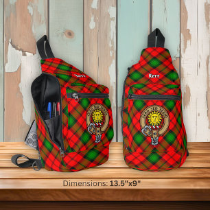 Clan Kerr Wappen über Tartan Crossbody Bag