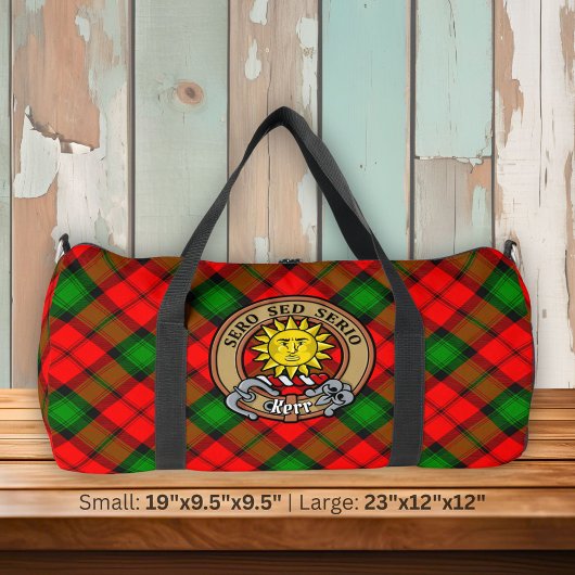 Clan Kerr Wappen über Tartan Duffle Bag