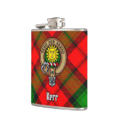 Clan Kerr Wappen über Tartan Flachmann (Links)
