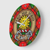 Clan Kerr Wappen über Tartan Große Wanduhr (Winkel)