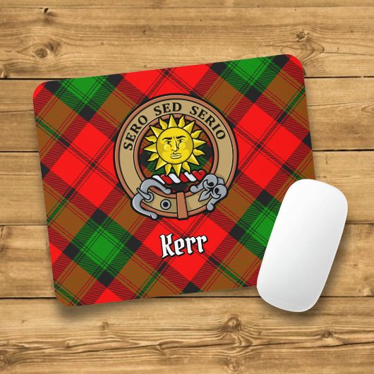 Clan Kerr Wappen über Tartan Mousepad