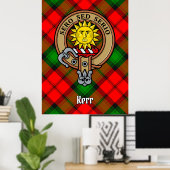 Clan Kerr Wappen über Tartan Poster (Heimbüro)