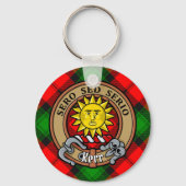 Clan Kerr Wappen über Tartan Schlüsselanhänger (Vorderseite)