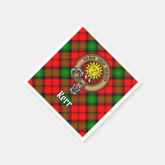 Clan Kerr Wappen über Tartan Serviette (Ecke)