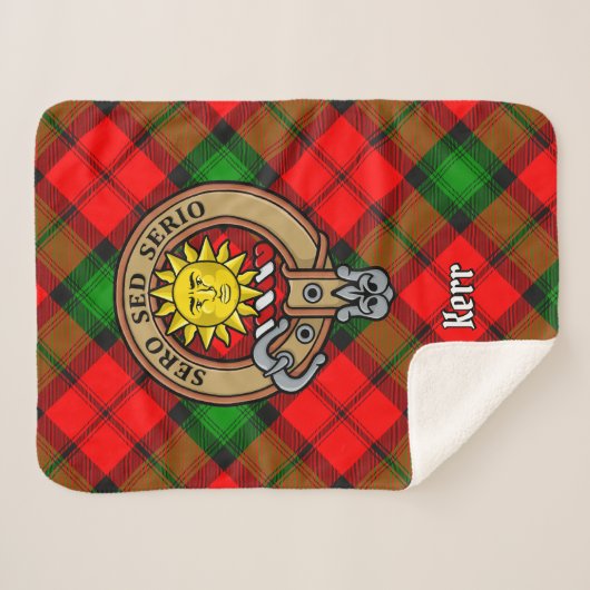 Clan Kerr Wappen über Tartan Sherpadecke (Vorderseite (Horizontal))