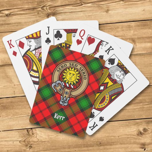 Clan Kerr Wappen über Tartan Spielkarten