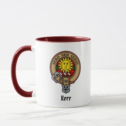 Clan Kerr Wappen über Tartan Tasse (Links)