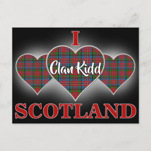 Clan Kidd I Liebe Schottland Tartan Herz Postkarte